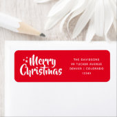 レッドフェスティバルスクリプトフォントシンプルメリークリスマス ラベル (インサイチュ)