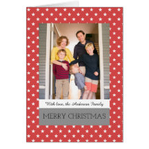 レッドフェスティバルスターズホリデーフォトグリーティングカード