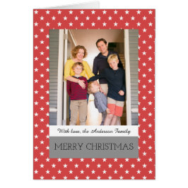レッドフェスティバルスターズホリデーフォトグリーティングカード