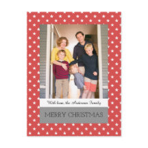 レッドフェスティバルスターズホリデーフォトポストカード