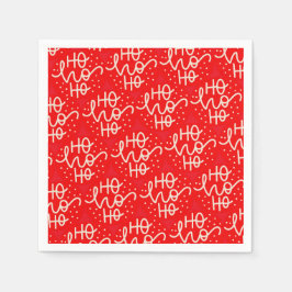 レッドフェスティバルホホホホホクリスマスホリデイ スタンダードカクテルナプキン