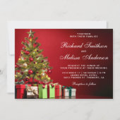 レッドフェスティバルホリデークリスマスツリー結婚ズ 招待状 (正面)