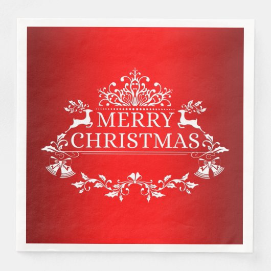 レッドフェスティバルメリークリスマスペーパーナプキン (正面)