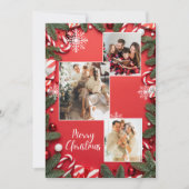 レッドフェスティバルメリークリスマスホリデーフォトコラージュ 招待状 (正面)