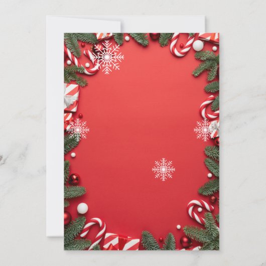 レッドフェスティバルメリークリスマスホリデーフォトコラージュ 招待状 (裏面)