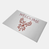 レッドフェニックスがシルバーに輝く ドアマット (アングル)