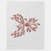 レッドフェニックスがシルバーに輝く フリースブランケット (正面)