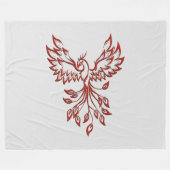 レッドフェニックスがシルバーに輝く フリースブランケット (正面(横))