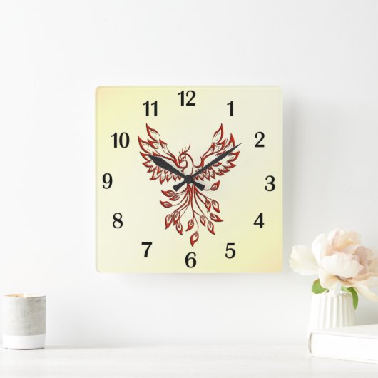 レッドフェニックスが台頭 スクエア壁時計 (ホーム)