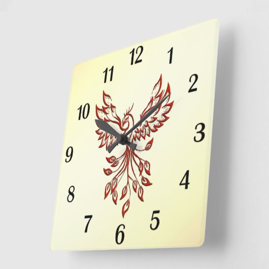 レッドフェニックスが台頭 スクエア壁時計 (傾斜)