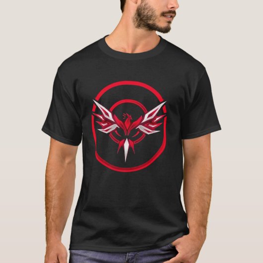 レッドフェニックスゲーミングロゴ - 壮麗な炎の鳥スポーツ Tシャツ (正面)