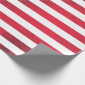 レッドフォイルストライプのメタリック光沢 ラッピングペーパー (角)