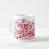 レッドフォイルフェイクスメリークリスマスホリデー写真 コーヒーマグカップ (正面左)