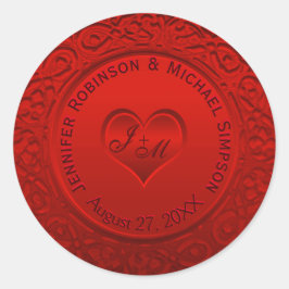 レッドフォイルフェイクラウンドステッカー ラウンドシール