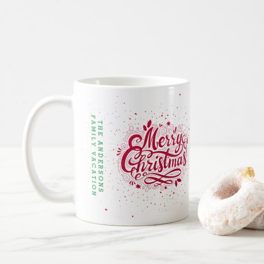 レッドフォイルメリークリスマスホリデーバケーションメモリ コーヒーマグカップ (ドーナツ)