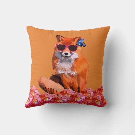 レッドフォックスおもしろいキュートアート装飾用クッション クッション (裏面)