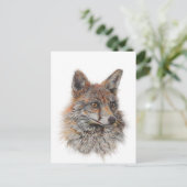 レッドフォックス顔アート ポストカード (スタンド正面)