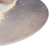 レッドフォックス、冬の森、風光明媚なイラストレーション。 カッティングボード (角)