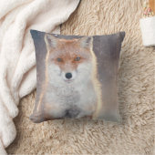 レッドフォックス、冬の森、風光明媚なイラストレーション。 クッション (ブランケット)