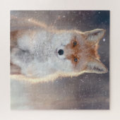 レッドフォックス、冬の森、風光明媚なイラストレーション。 ジグソーパズル (横)