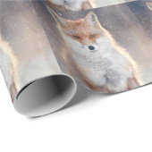 レッドフォックス、冬の森、風光明媚なイラストレーション。 ラッピングペーパー (ロールコーナー)