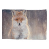 レッドフォックス、冬の森、風光明媚なイラストレーション。 枕カバー (裏面)