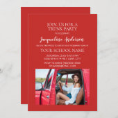 レッドフォトカレッジトランクパーティードームシャワー 招待状 (正面/裏面)