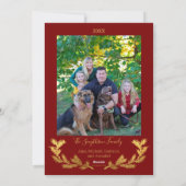 レッドフォトクリスマスにゴールドフォイルコラージュ シーズンカード (裏面)