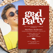 レッドフォトグラードパーティーはっきりしたタイポグラフィミニマリスト 招待状