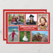 レッドフォトコラージュ卒業オープンハウス招待状 招待状 (正面/裏面)