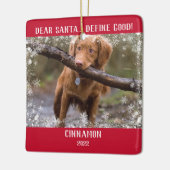 レッドフォトスノーフレーク親愛サンタ定義グッド セラミックオーナメント (左)