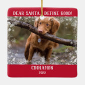 レッドフォトスノーフレーク親愛サンタ定義グッド セラミックオーナメント (裏面)