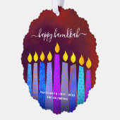 レッドフォトハヌカー(ユダヤ教)メノラーキャンドルボモダンホ オーナメントカード (左)