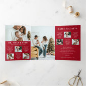 レッドフォトホリデートリフォールドカード 三つ折り招待状 (内部)
