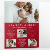 レッドフォトホリデートリフォールドカード 三つ折り招待状 (内部最初)