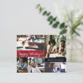 レッドフォトモダンコラージュ会社の休日 ポストカード (スタンド正面)