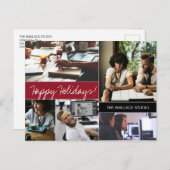 レッドフォトモダンコラージュ会社の休日 ポストカード (正面/裏面)