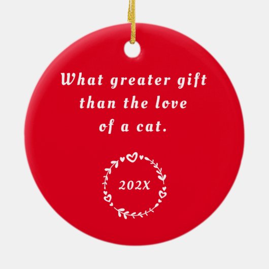 レッドフォト&引用文クリスマスオーナメント セラミックオーナメント (裏面)