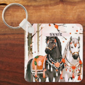 レッドフォレスト名前をカスタムするの馬 キーホルダー (正面)