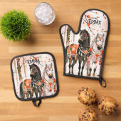 レッドフォレスト名前をカスタムするの馬 鍋つかみ&鍋敷きセット (トップダウン)