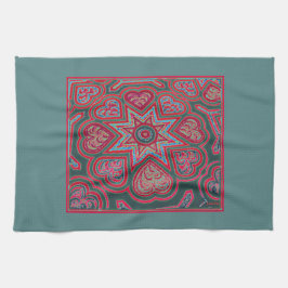 レッドフォークアートハートキッチンタオル キッチンタオル