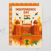レッドフォートインド独立記念日カード (正面/裏面)