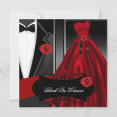レッドフォーマルブラックタイディナー企業の招待状 招待状 (裏面)