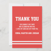 レッドフットボールジャージースポーツテーマパーティーありがとう 招待状 (裏面)