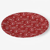 レッドフットボールスポーツパターンゲームデーパーティー ペーパープレート (アングル)