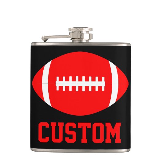 レッドフットボールチームカスタムのファンの色とチーム名 フラスク (正面)