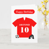 レッドフットボールパーソナライズされたシャツ10誕生日カード カード (黄色い花)