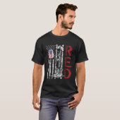 レッドフライデー軍隊軍の兵士の米国旗を展開 Tシャツ (正面フル)