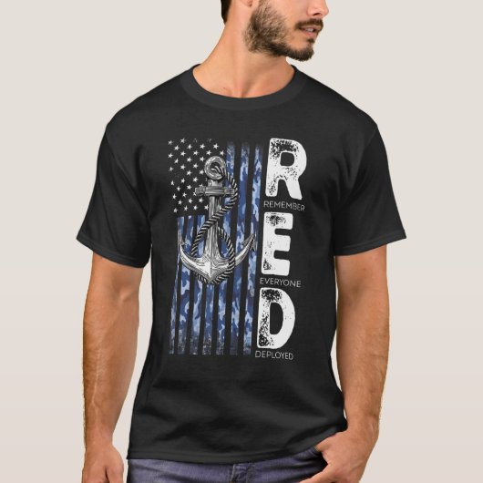レッドフライデー退役軍人デー米国海軍サポート全米国海軍 Tシャツ (正面)