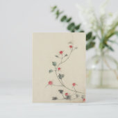 レッドフラップスオンつる植物北斎日本のファインアート ポストカード (スタンド正面)